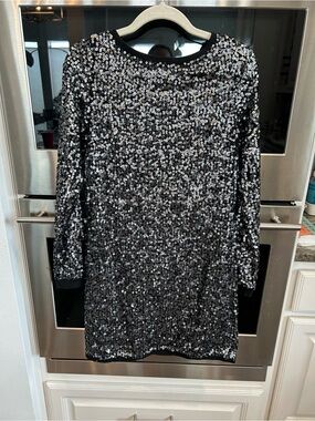 Free People Black Sequin Mini Dress no size tag S/M GUC baddie mob wife